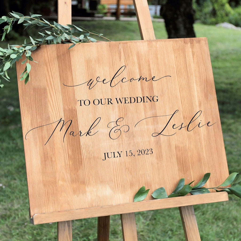 Welcome To Our Wedding Decal with Modern Calligraphy - Elegant Party Decor - Horizontal