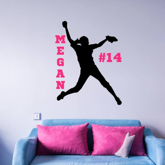 Personalized Girls Softball Wall Decal