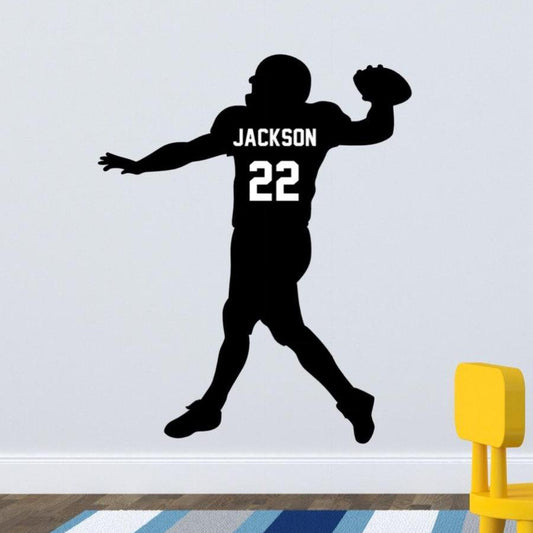 Personalized Football Player Wall Art Decal