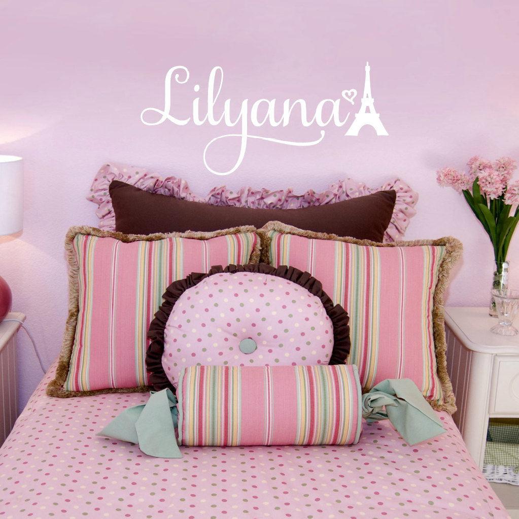 Paris Bedroom Decor - Paris Wall Decals - Custom Name Wall Decals