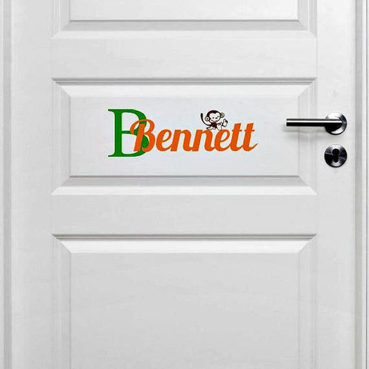 Personalized Monkey Vinyl Door Decal