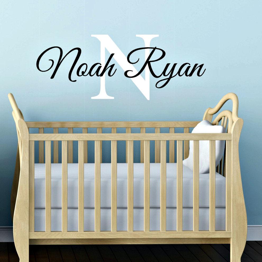 Baby Name and Monogram Baby Nursery Decal – Vinyl Written
