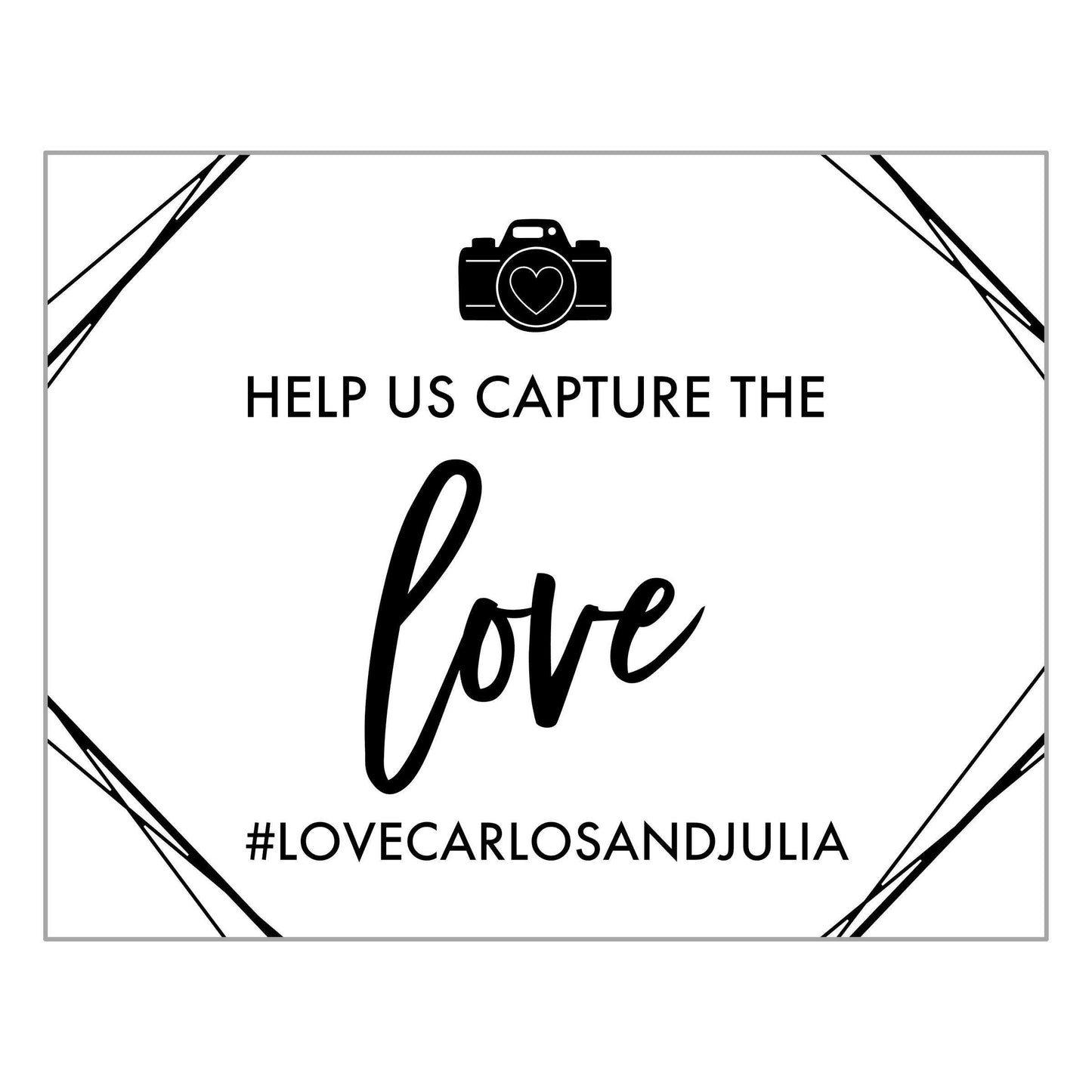 Wedding Hashtag Sign, Personalized Wedding Sign, Capture The Love Decal