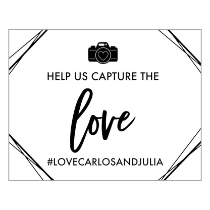 Wedding Hashtag Sign, Personalized Wedding Sign, Capture The Love Decal