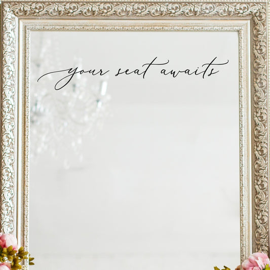Wedding Seating Chart Decal, Your Seat Awaits, Custom Vinyl Sticker For Elegant Event Seating