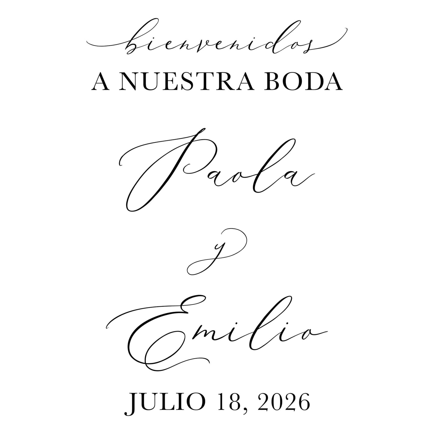 Spanish Welcome Wedding Mirror Decal, Bienvenidos A Nuestra Boda Sign