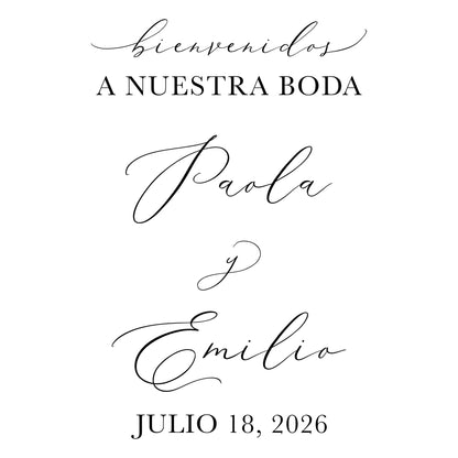 Spanish Welcome Wedding Mirror Decal, Bienvenidos A Nuestra Boda Sign