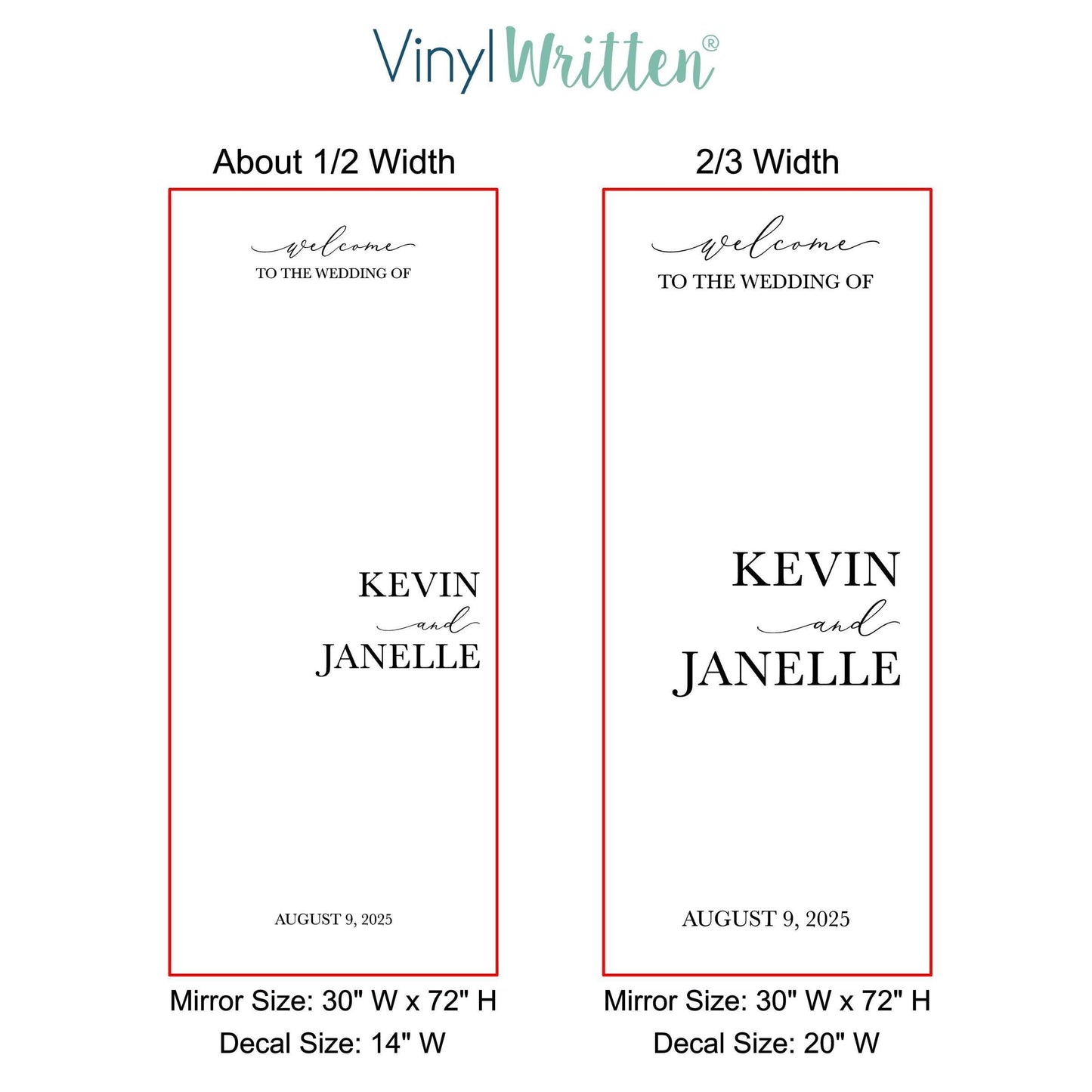 Spanish Wedding Decal - Custom Bienvenidos A La Boda Mirror Welcome Sign