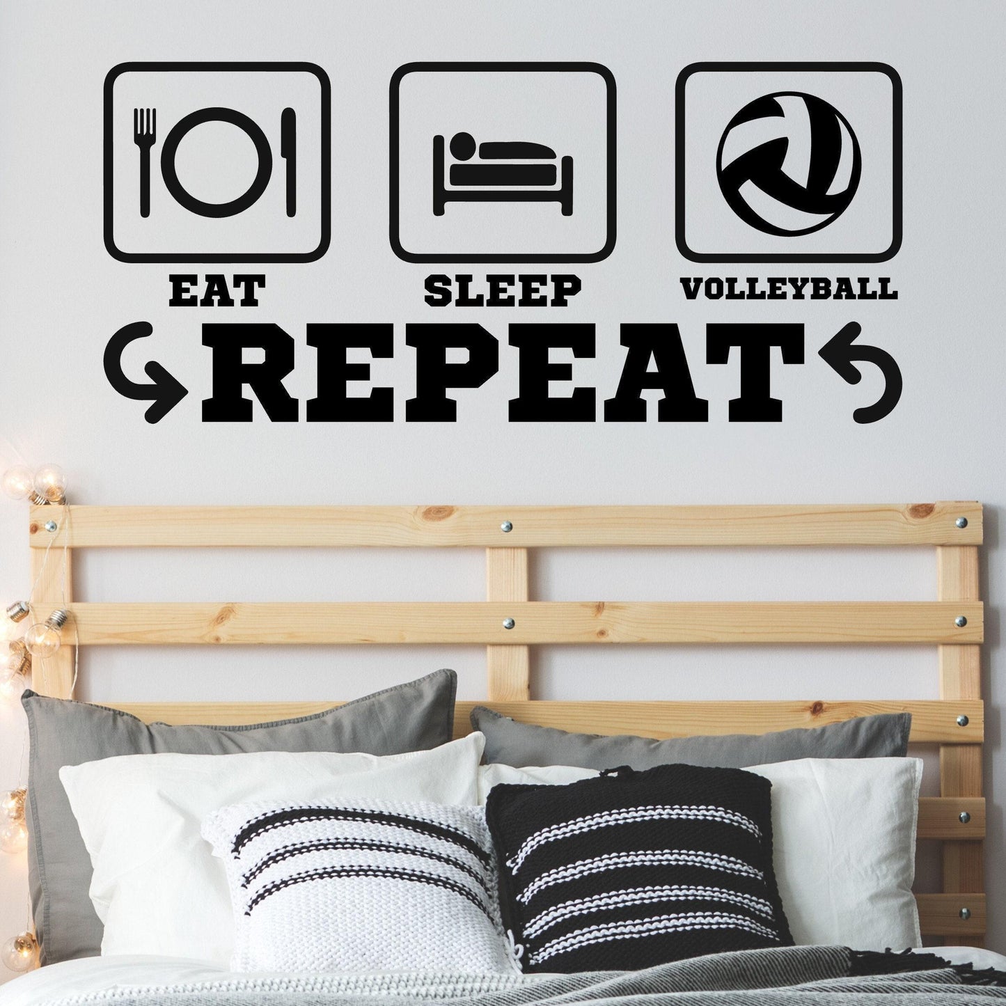 Volleyball Wall Decal, Easy Apply Vinyl Sticker, Boys & Girls Sports Room Decor