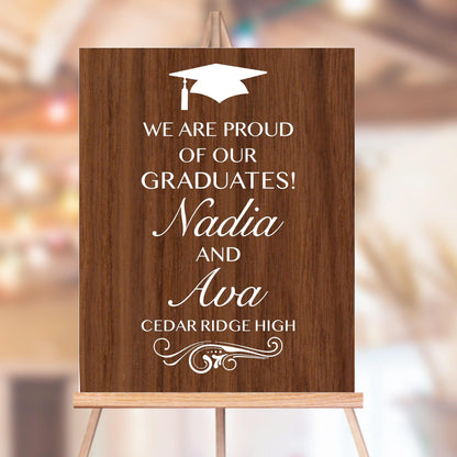 Twin Graduation Sign, Class of 2026 Party Decor, Removable Vinyl Decal