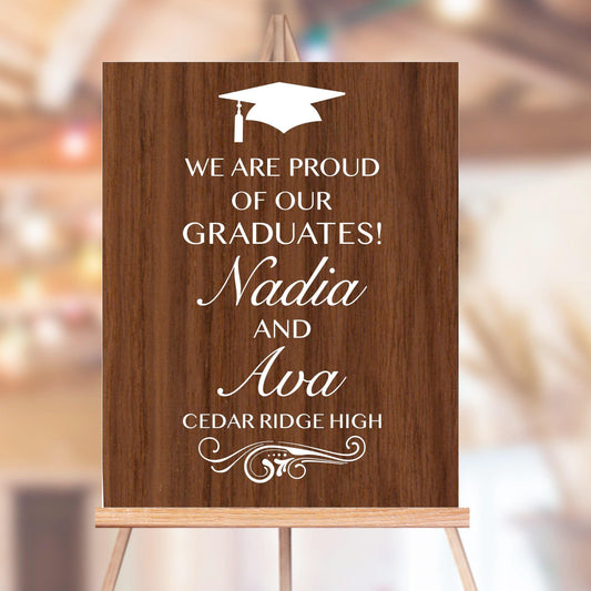 Twin Graduation Sign, Class of 2026 Party Decor, Removable Vinyl Decal