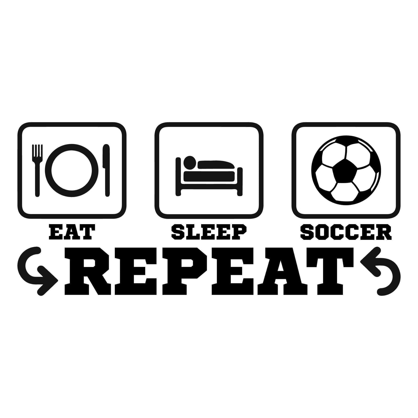 Soccer Wall Decal, Eat Sleep Soccer Repeat Vinyl Sticker for Boys or Girls Room Decor