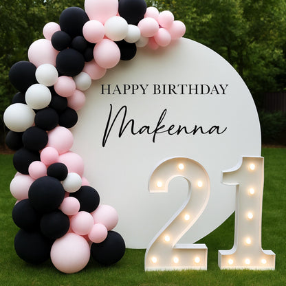 Birthday Backdrop Decal - Custom Vinyl Party DIY Sign, Personalized Name Sticker