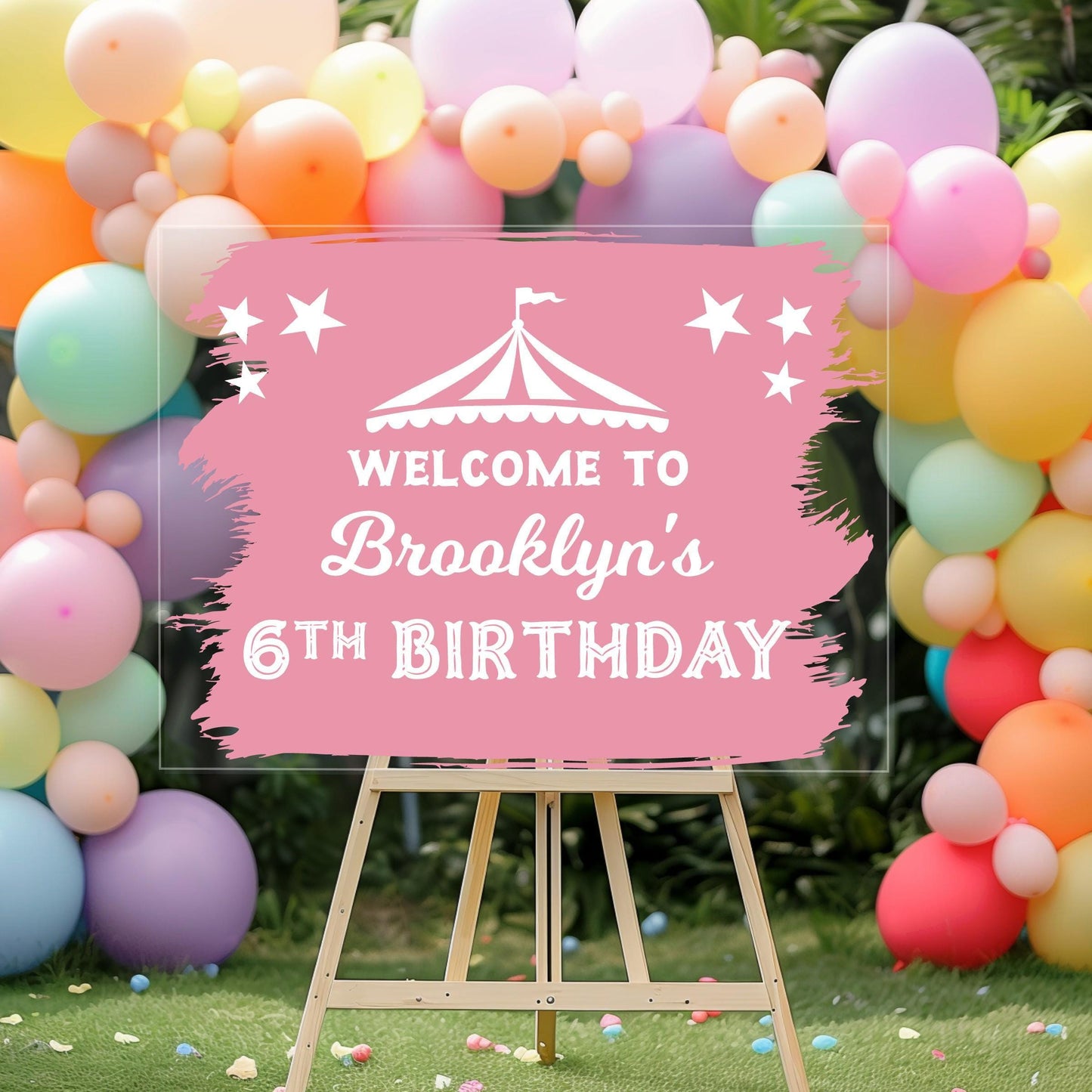 Carnival Party Decor for Kids Birthday, Circus Birthday Sign Decal