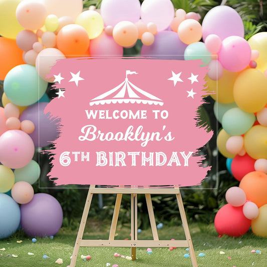 Carnival Party Decor for Kids Birthday, Circus Birthday Sign Decal