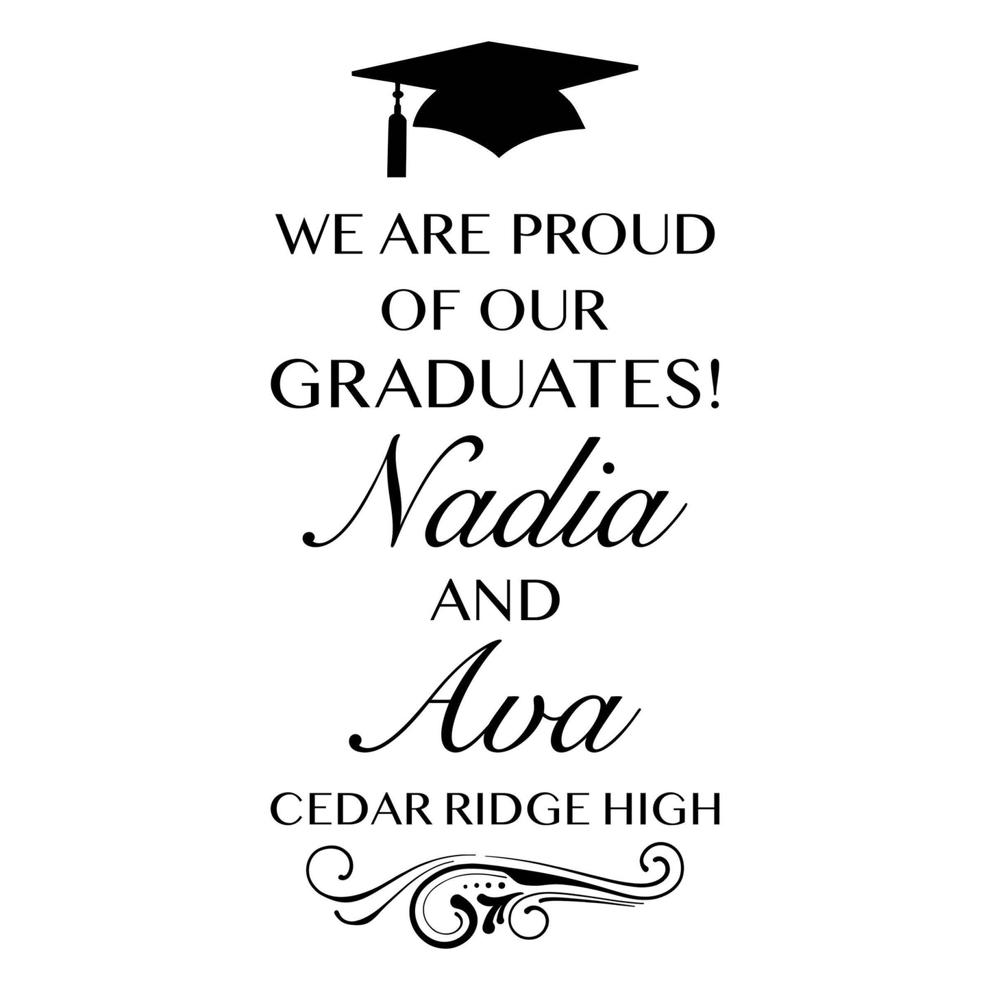 Twin Graduation Sign, Class of 2026 Party Decor, Removable Vinyl Decal