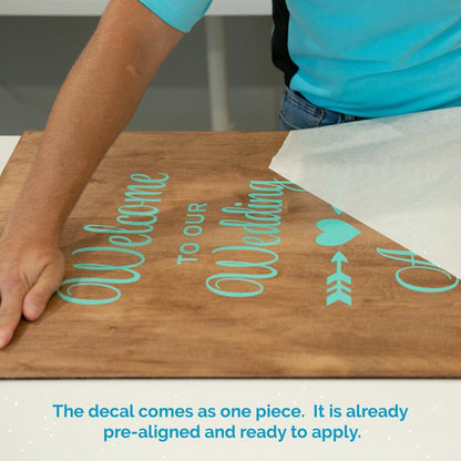 Wedding Welcome Sign - Custom Vinyl Decal for Acrylic, Mirror & Chalkboard Surfaces
