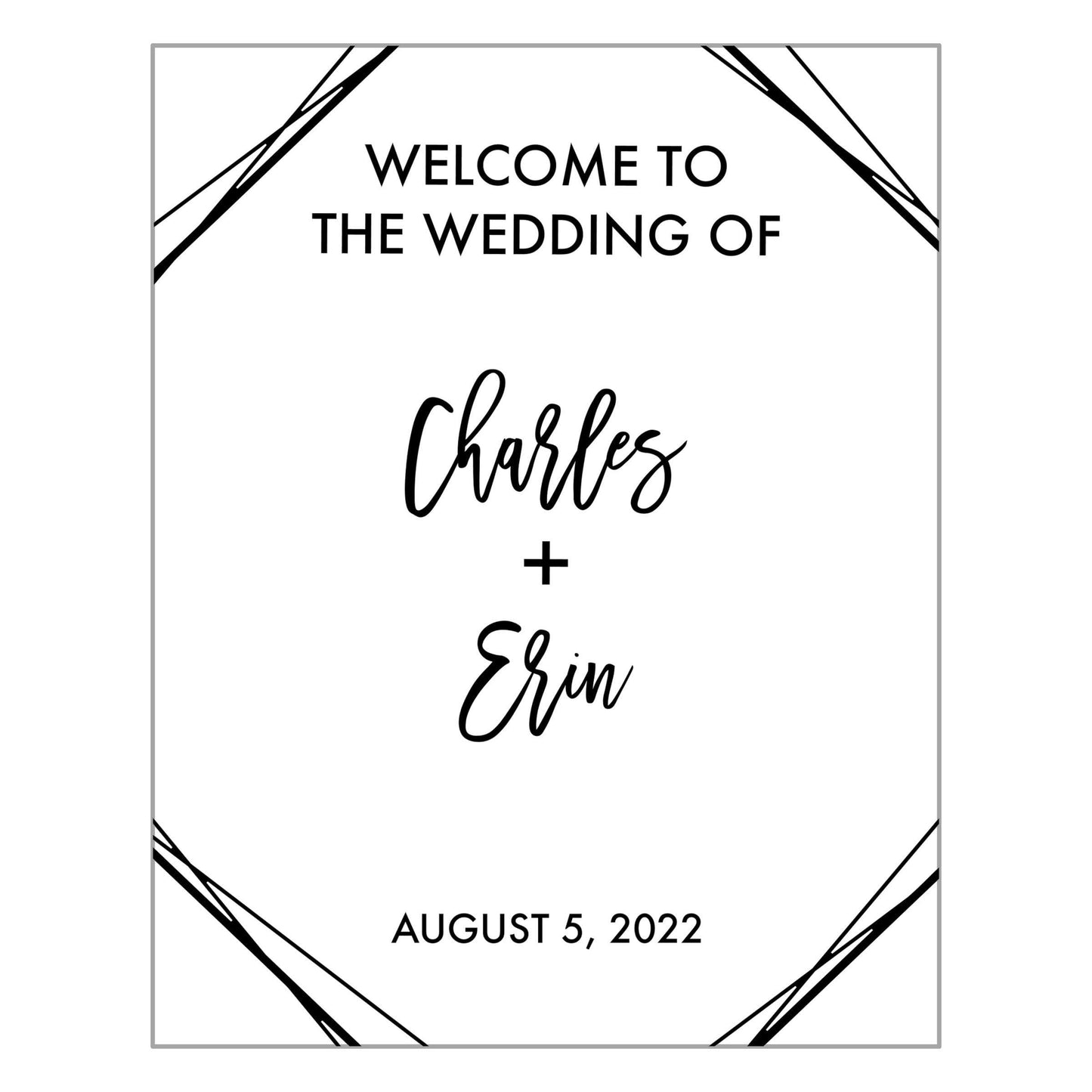 Wedding Welcome Decal, Custom Geometric Vinyl Sign for Glass or Acrylic