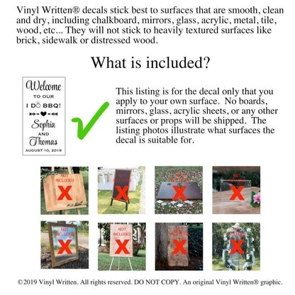 Wedding Vinyl Decal | Custom Wedding Sign - Removable Vinyl Lettering for Mirror or Acrylic