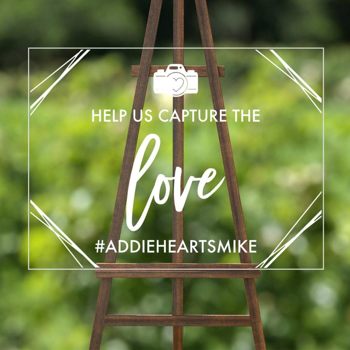 Wedding Hashtag Sign, Personalized Wedding Sign, Capture The Love Decal