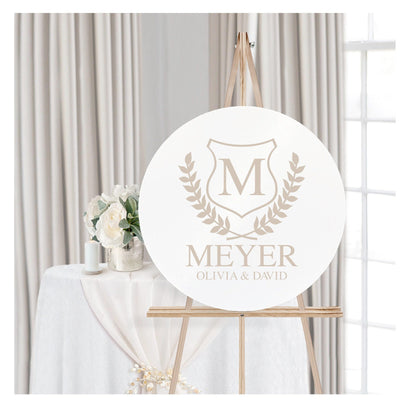 Wedding Monogram Decal, Custom Vinyl Wedding Decal, Last Name Decal with Laurel Wreath Crest