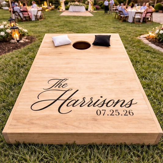 Wedding Cornhole Decal - Personalized Vinyl Last Name & Date for Reception Game