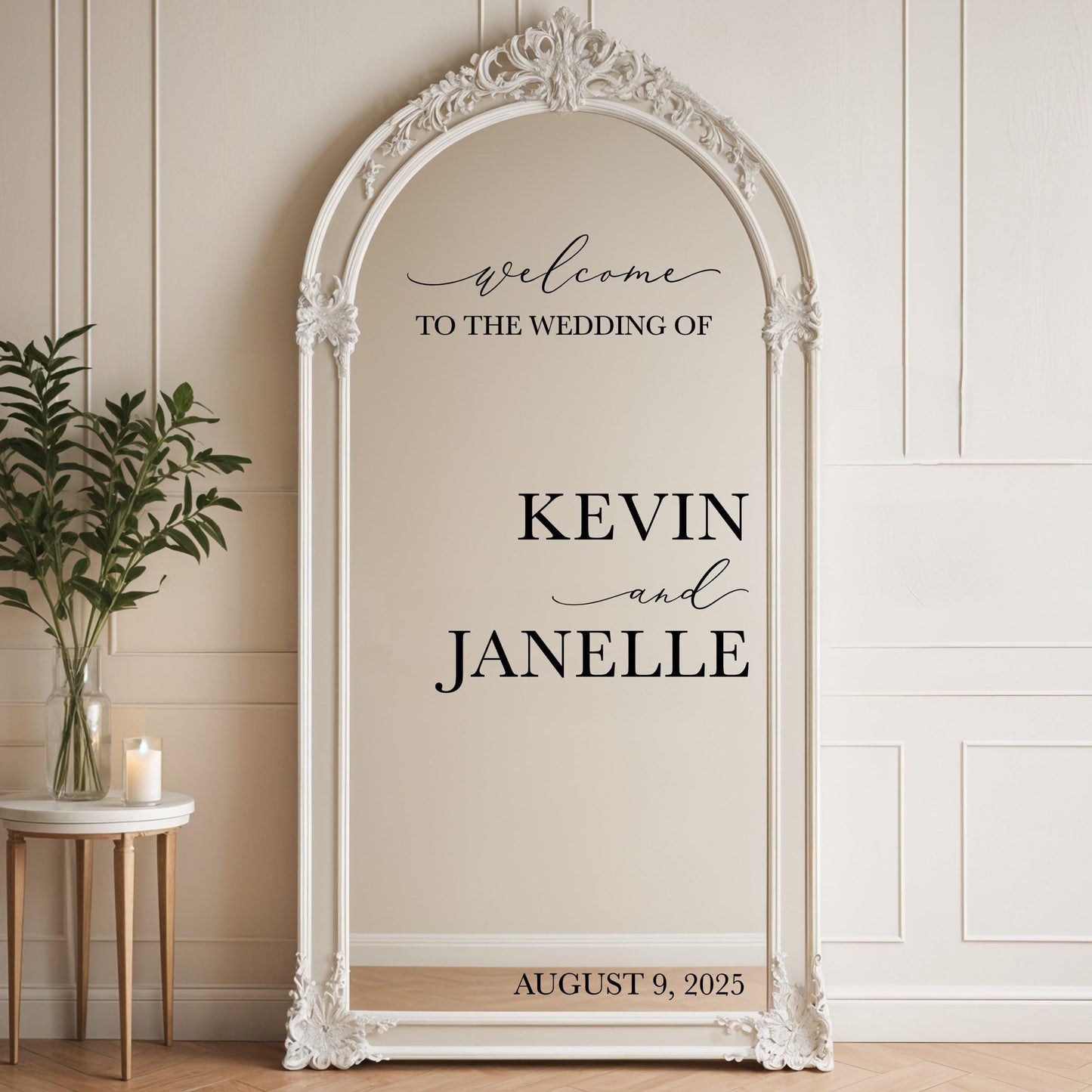 Wedding Mirror Decal, Custom Vinyl Lettering Decal for Reception Welcome Sign