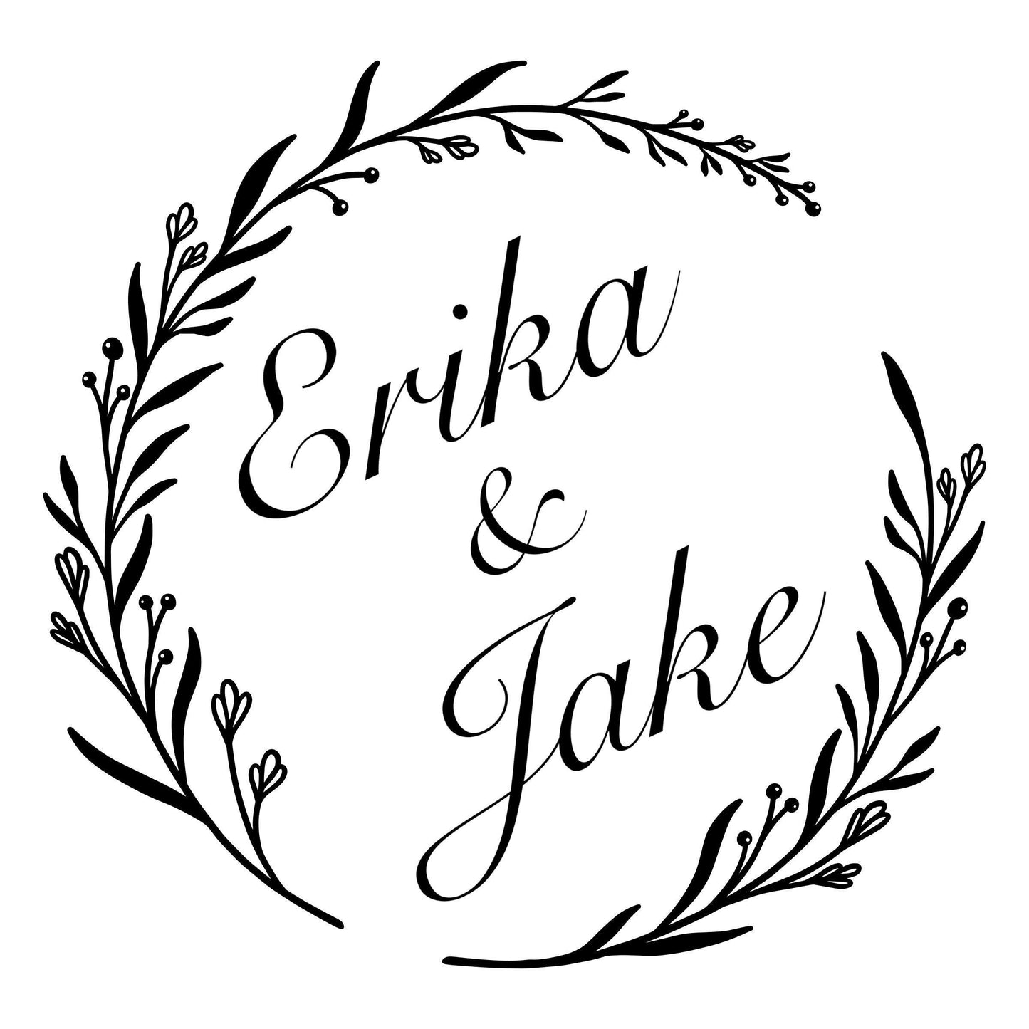 Garden Wedding Signs – Personalized Wedding Sign Decal With Laurel Wreath Design