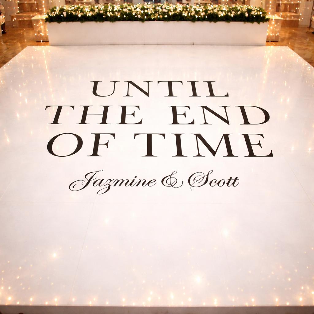 Wedding Dance Floor Decal Until the End of Time – Custom Vinyl Sticker With Personalized Couple Name