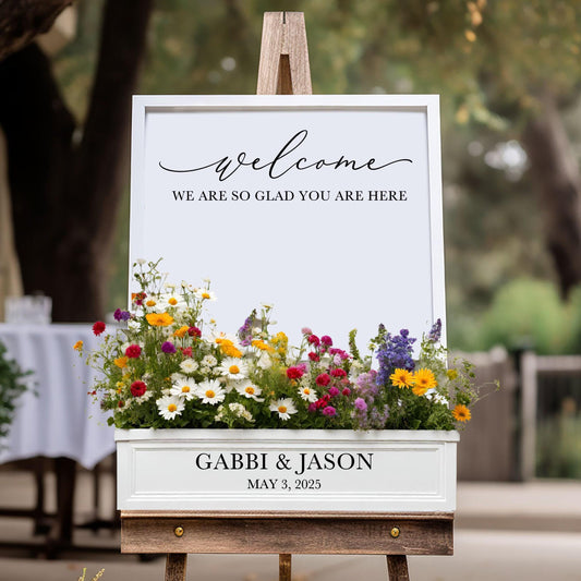 Custom Flower Box Decal - Wedding Welcome Sign With Removable Vinyl Lettering