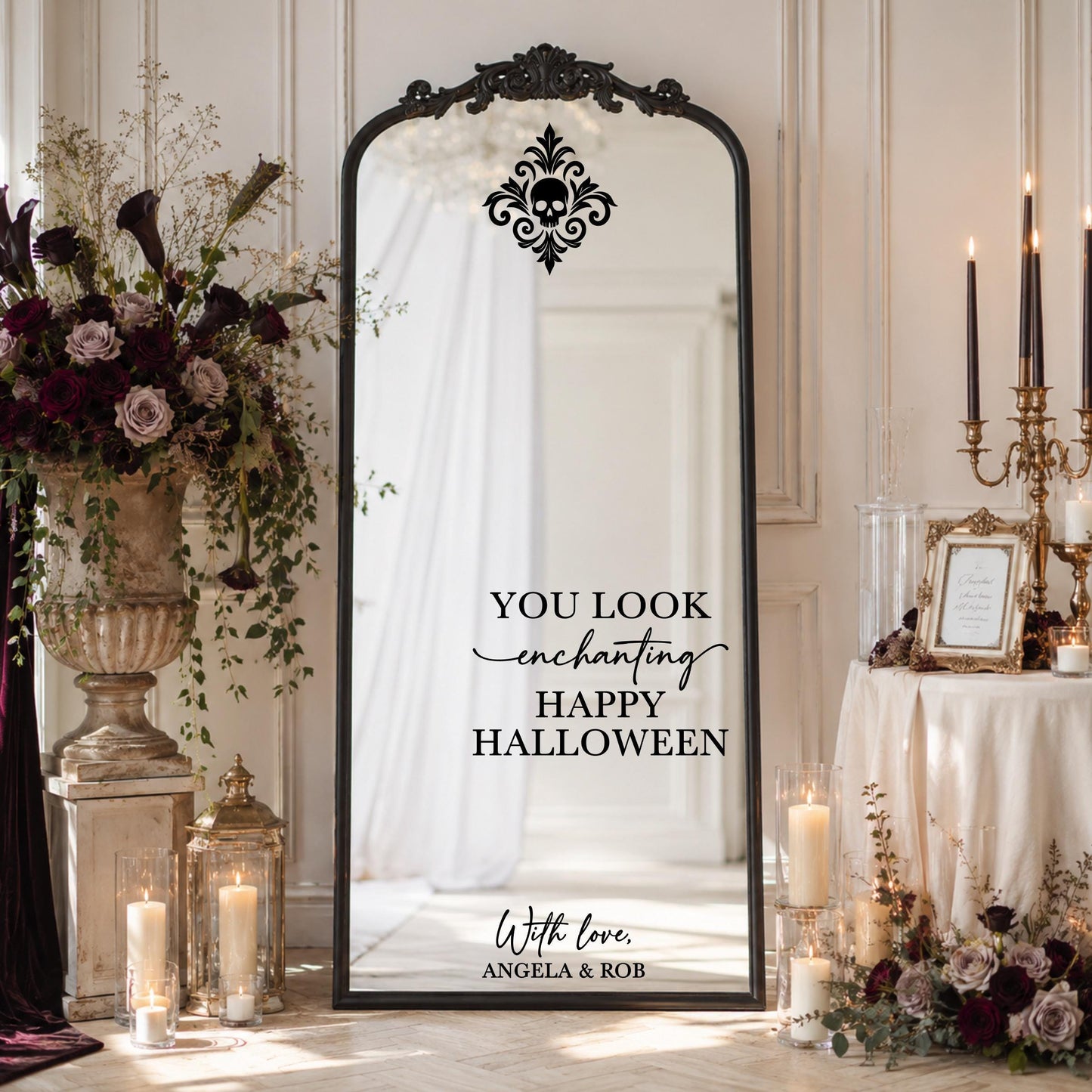 Gothic Wedding Mirror Decal, Halloween Party Decor