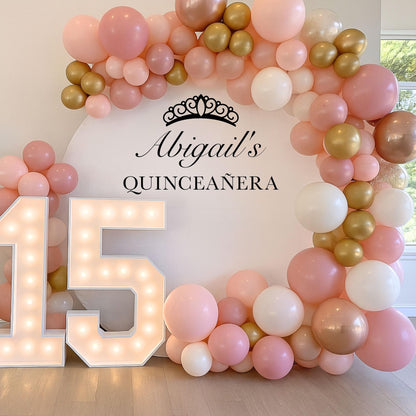 Quinceañera Backdrop Decal – Personalized Name Vinyl Party Entrance Decor