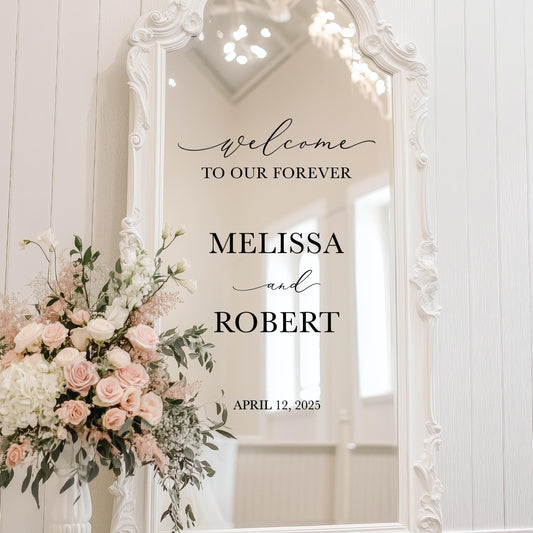 Personalized Wedding Decal, Welcome to Our Forever, Custom Wedding Sign Vinyl Lettering