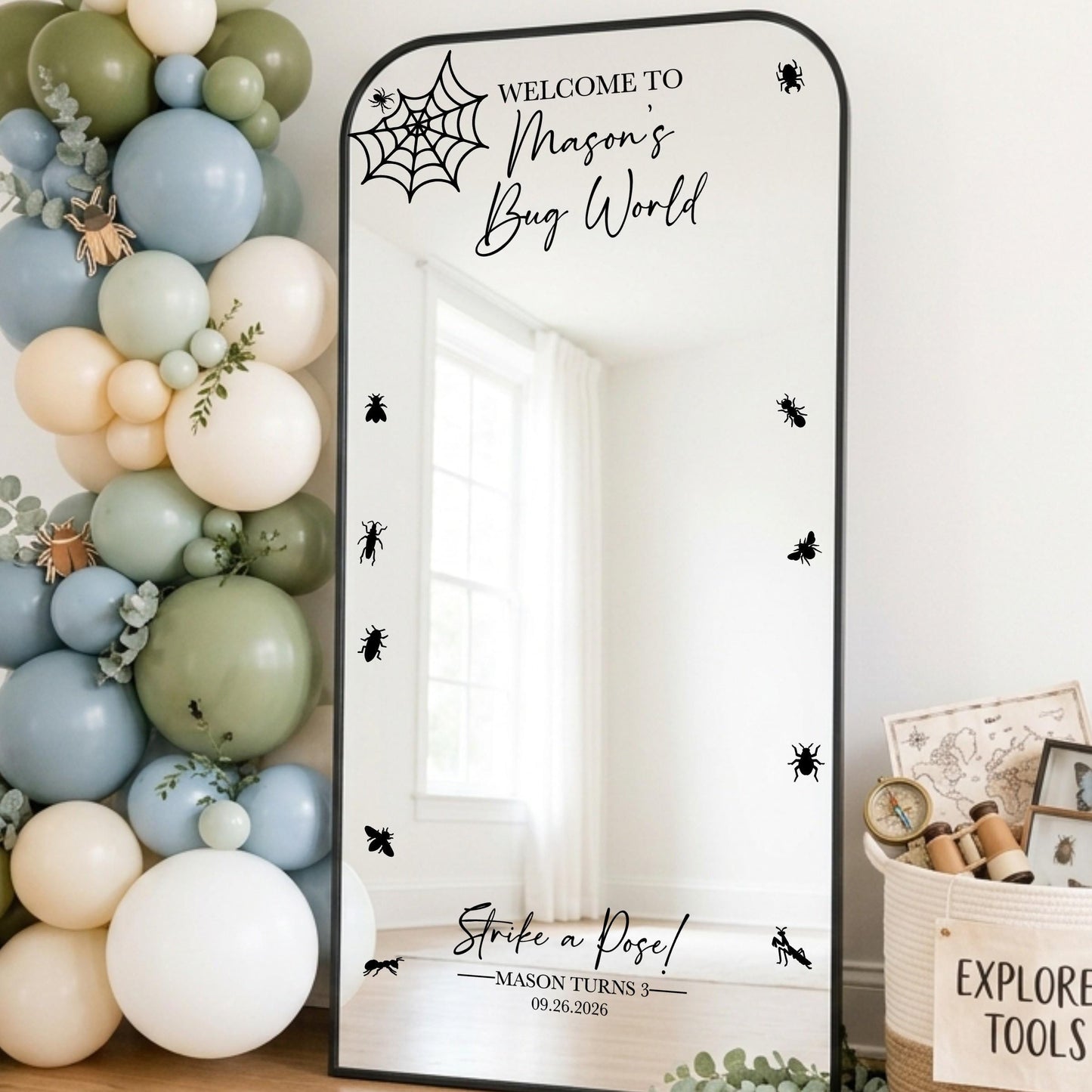 Bug Birthday Party Mirror Decal Welcome Sign