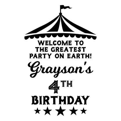 Circus Birthday Decal - Custom Vinyl Lettering Sign for Kids Party Decor