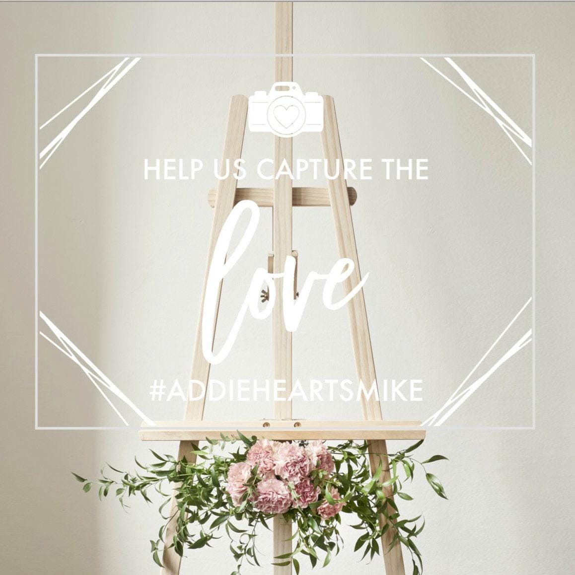 Wedding Hashtag Sign, Personalized Wedding Sign, Capture The Love Decal