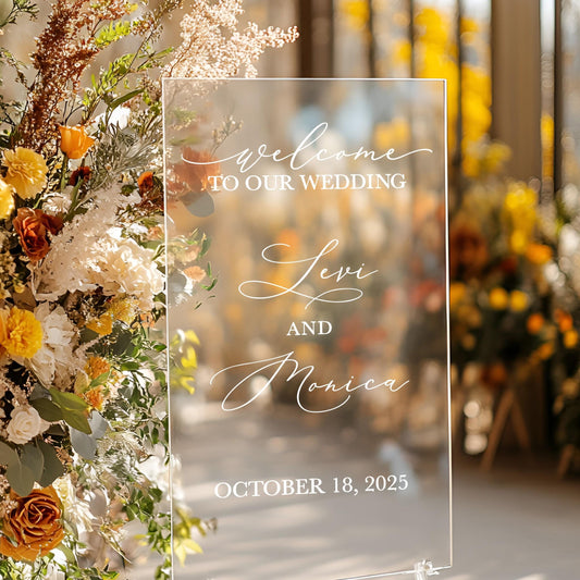 Wedding Welcome Sign, Personalized Vinyl Sticker for Mirror & Acrylic Decor
