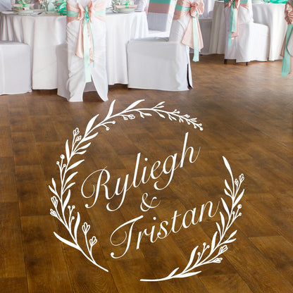 Garden Wedding Signs – Personalized Wedding Sign Decal With Laurel Wreath Design