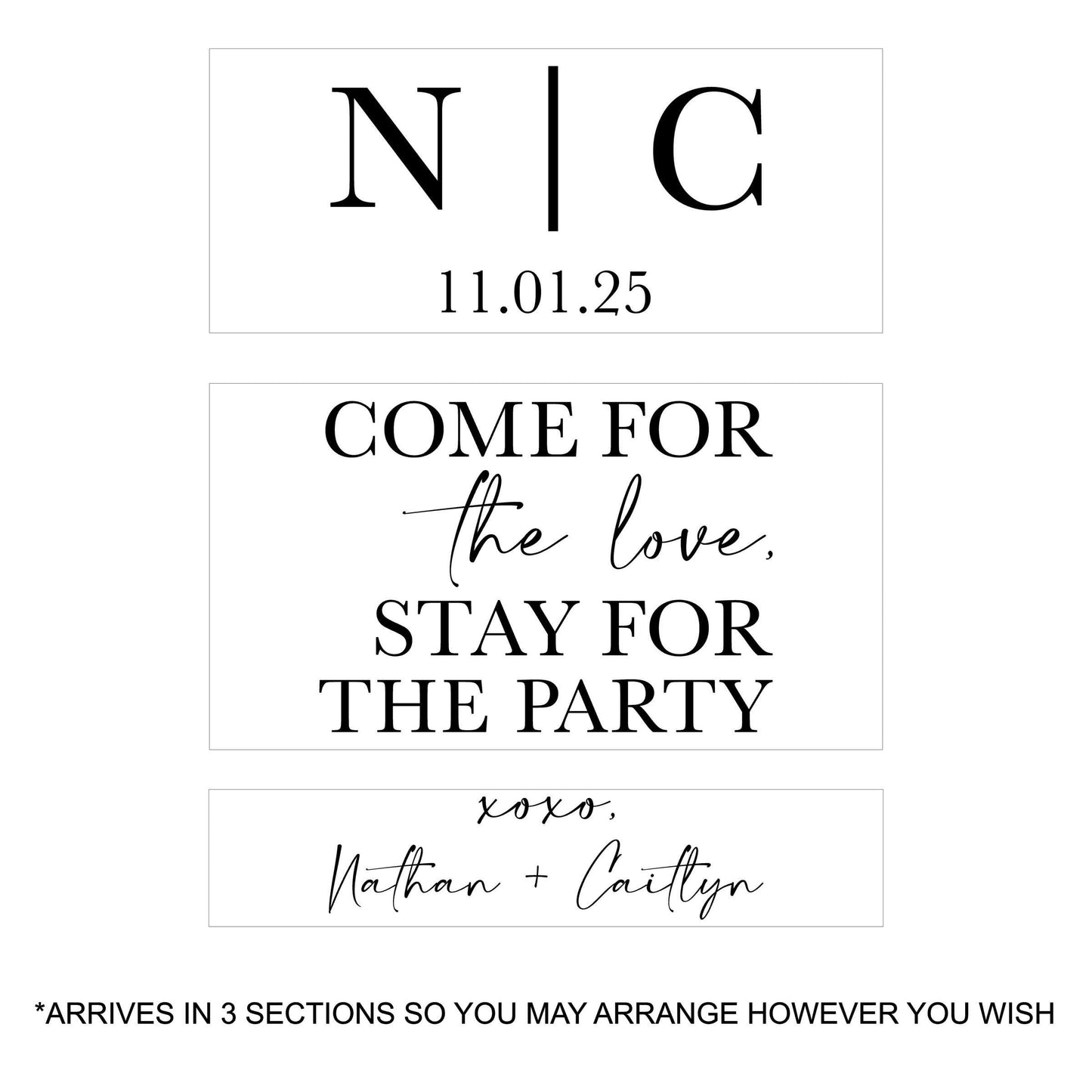 Wedding Selfie Mirror Decal – Personalized Come for the Love Stay for the Party