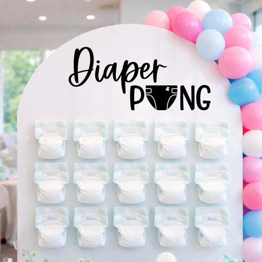 Diaper Pong Decal, Baby Shower Game Vinyl Sticker, Gender Neutral Decor