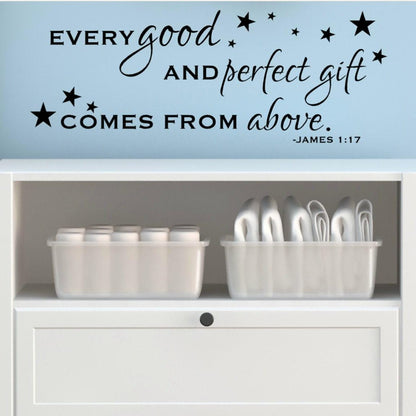 Star Nursery Decal - Custom Star Stickers With James 1:17 Quote For Baby Room