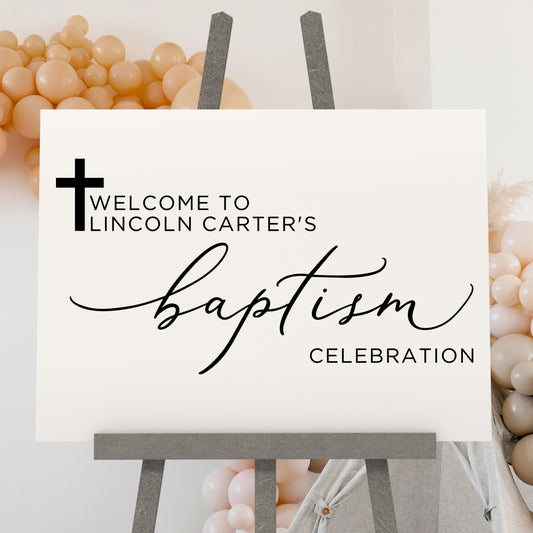 Personalized Baptism Welcome Sign, Catholic Custom Party Decoration