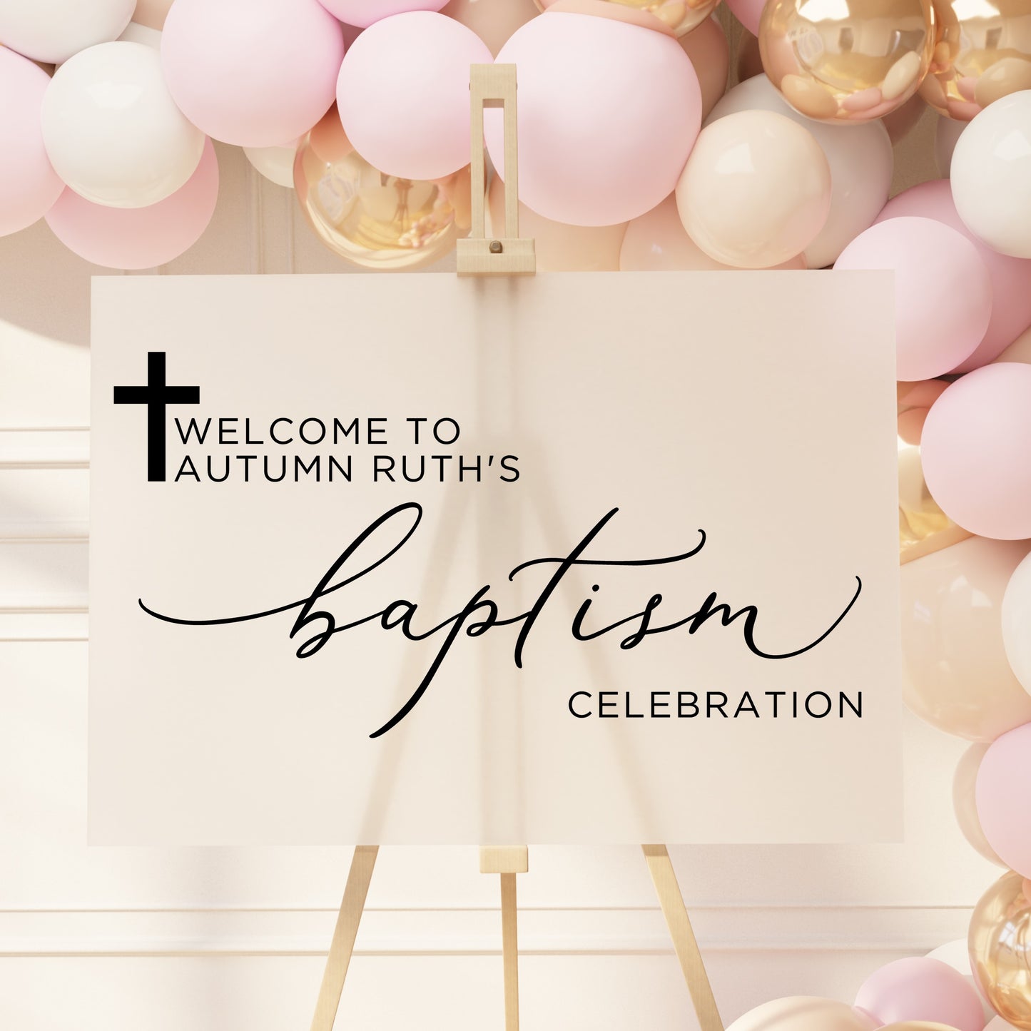 Personalized Baptism Welcome Sign, Catholic Custom Party Decoration