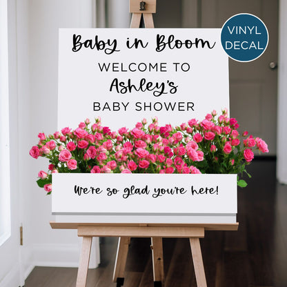 Baby in Bloom Baby Shower Decal for Flower Box Sign, Baby Shower Decor