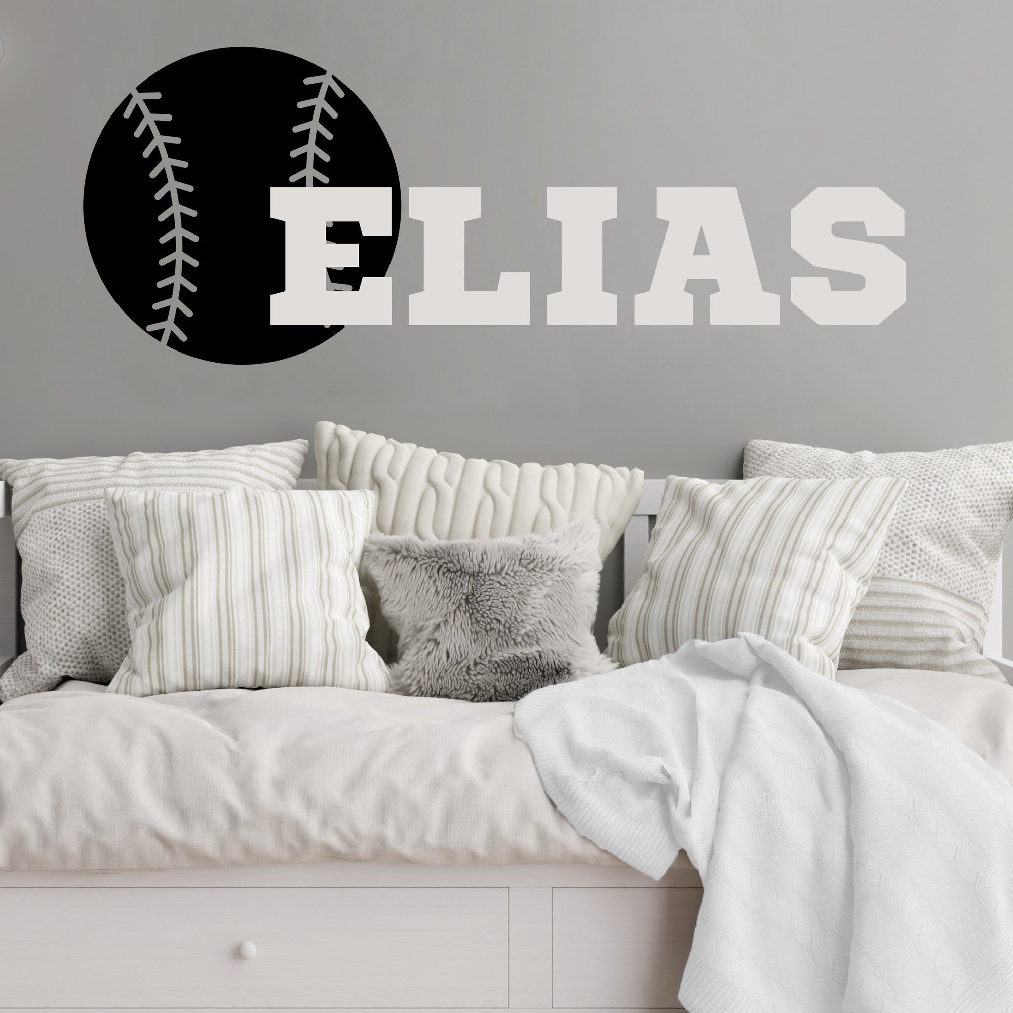 Baseball Wall Decal with Name - Personalized Gift for Baseball Player