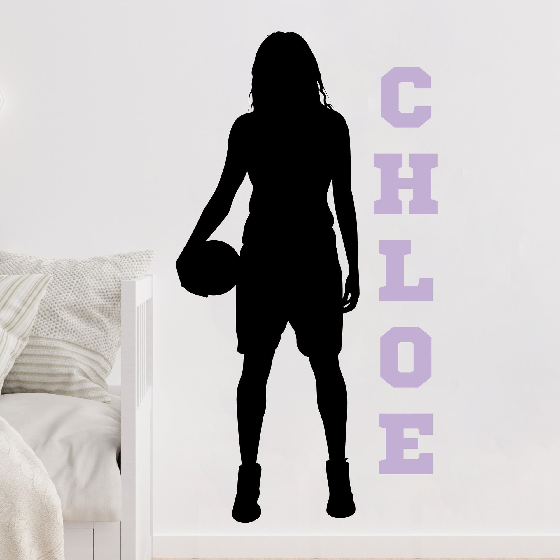 Girl Basketball Player with Ball Wall Art Decor – Vinyl Written, image size:1920x1920
