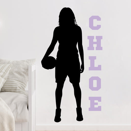 Girl Basketball Player with Ball Wall Art Decor