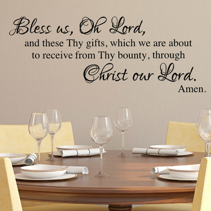 Bless Us Oh Lord Vinyl Wall Decal – Religious Dining Prayer Decoration