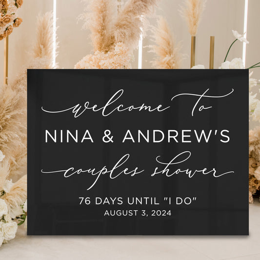 Couples Wedding Shower Countdown Decal, Personalized Co-Ed Shower Sign