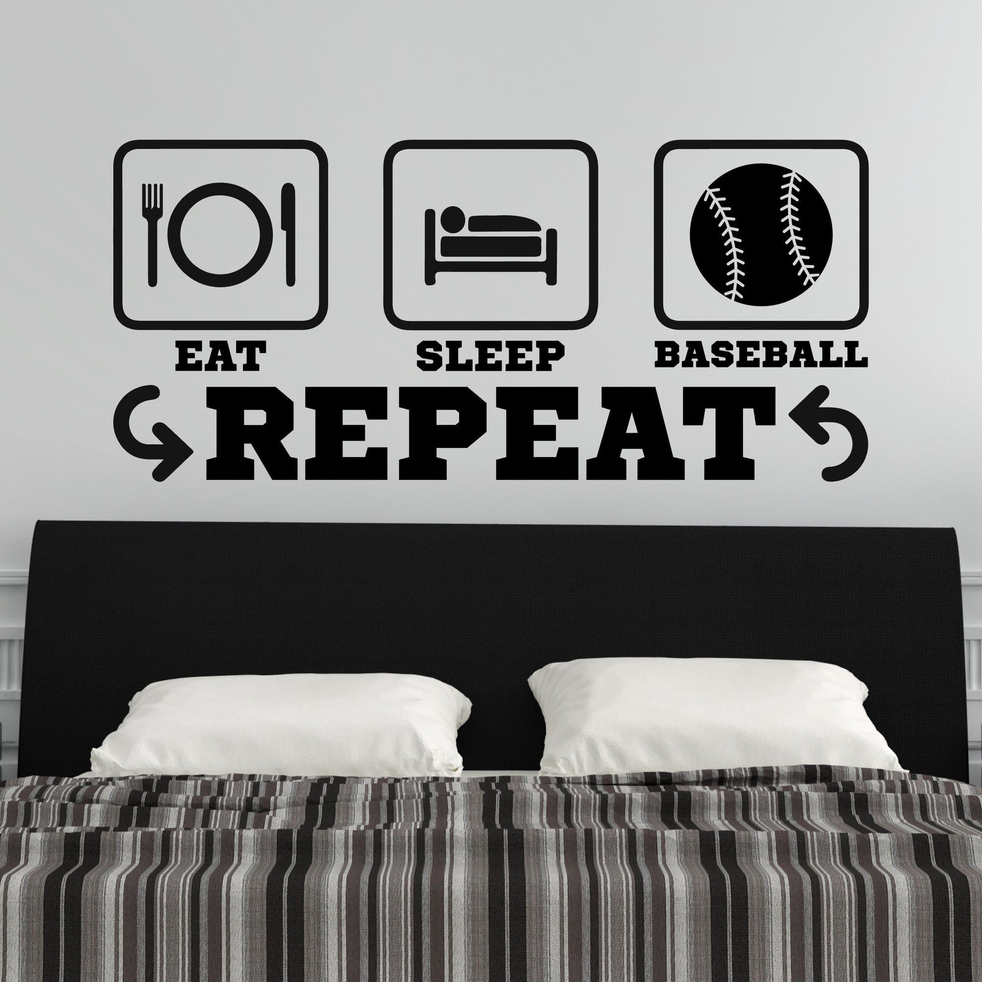 Eat Sleep Baseball Repeat Wall Decal - Gift for Baseball Player